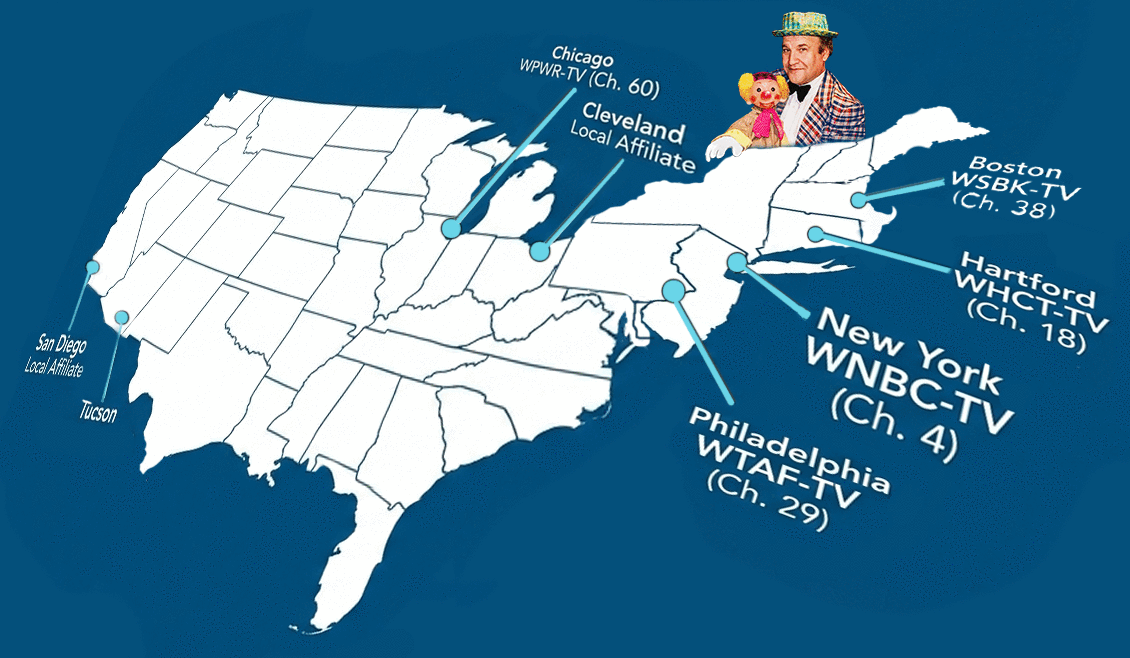 Uncle Floyd Show Syndication Markets Map