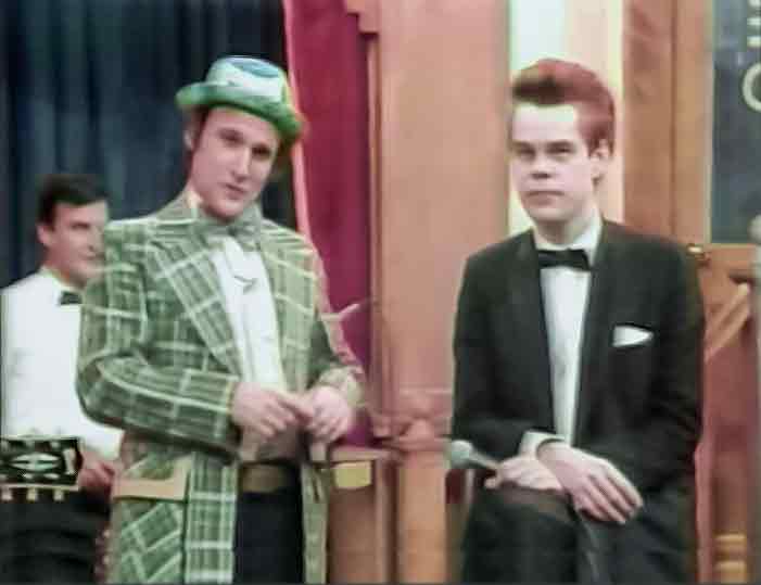 Uncle Floyd standing beside musical guest David Johansen